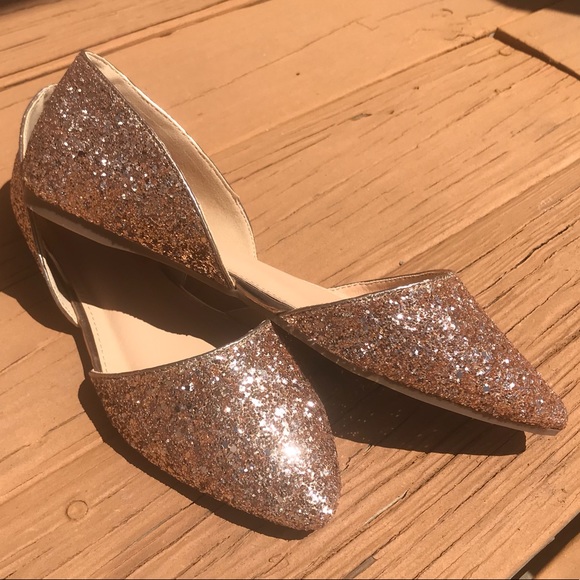 Rose Gold Glitter Casual D’ Orsay Flat Shoes - Picture 5 of 5